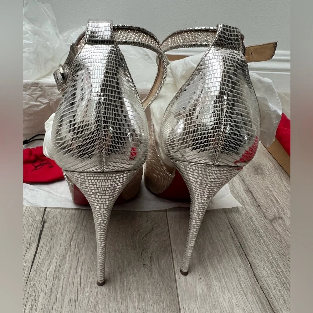 Christian Louboutin Mariacar Mesh Nude Leather Sandals 120 - Size 39.5